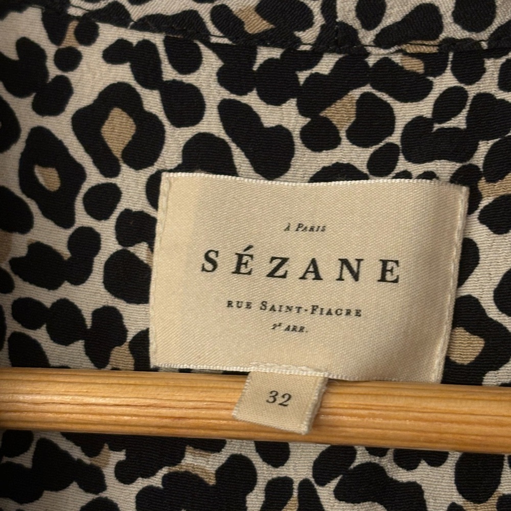 Sézane Abelia shirt blouse leopard cheetah size 32 or xs French